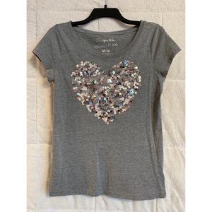 Gray Sparkly Heart Tee